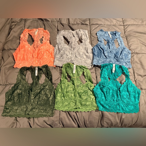 Zenana Outfitters Other - Set of 6 New Lace Bralettes in Various Colors